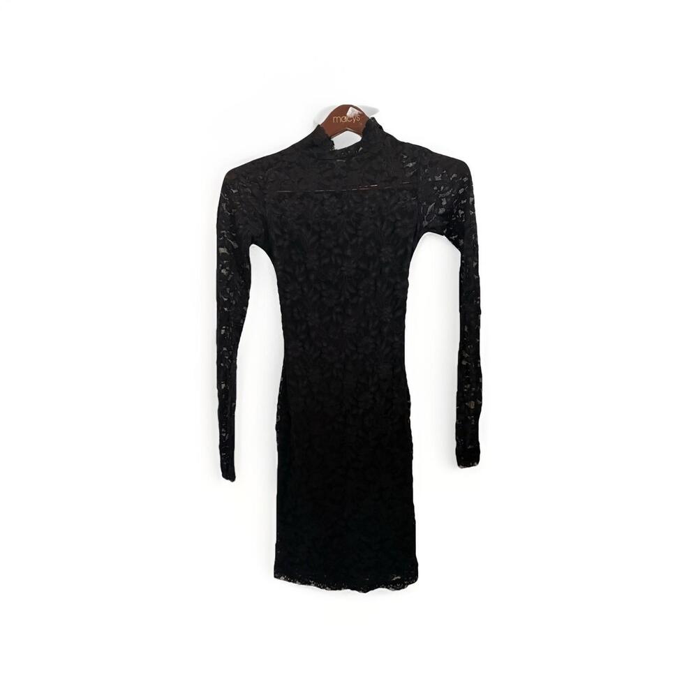 Moda International Black Lace Bodycon Dress Long Sleeve Cut-Out XS night out